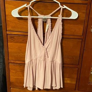 Lace trim LA hearts rank top